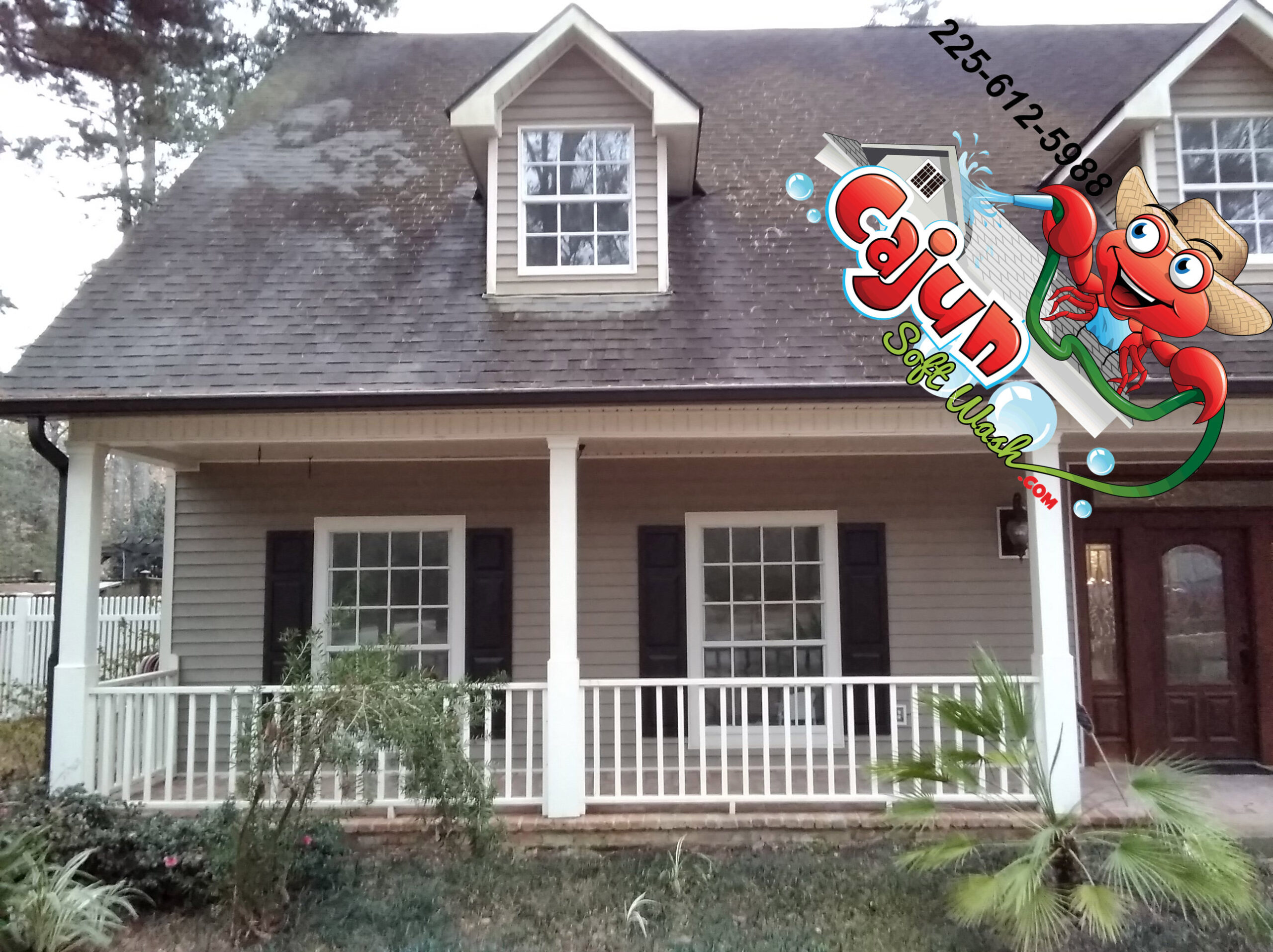 Cajun Soft Wash residential roof cleaning exterior window dirt