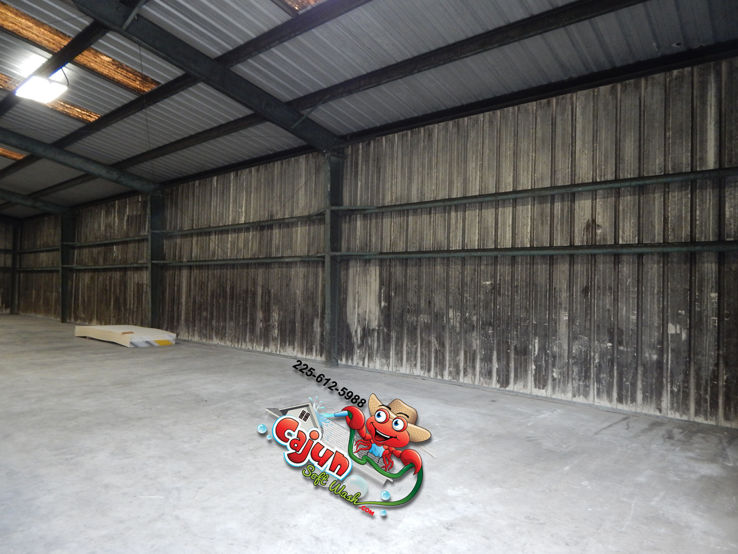 Cajun Soft Wash warehouse cleaning dirt stains