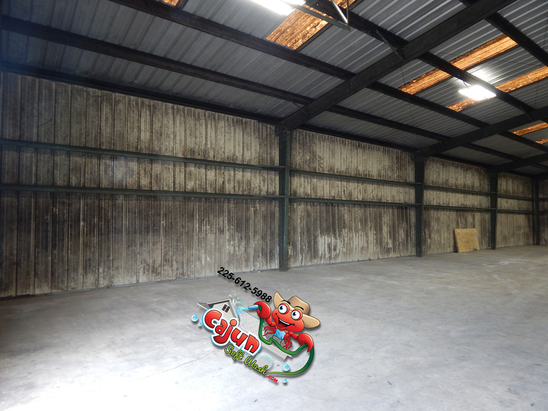 Cajun Soft Wash warehouse cleaning dirt stains