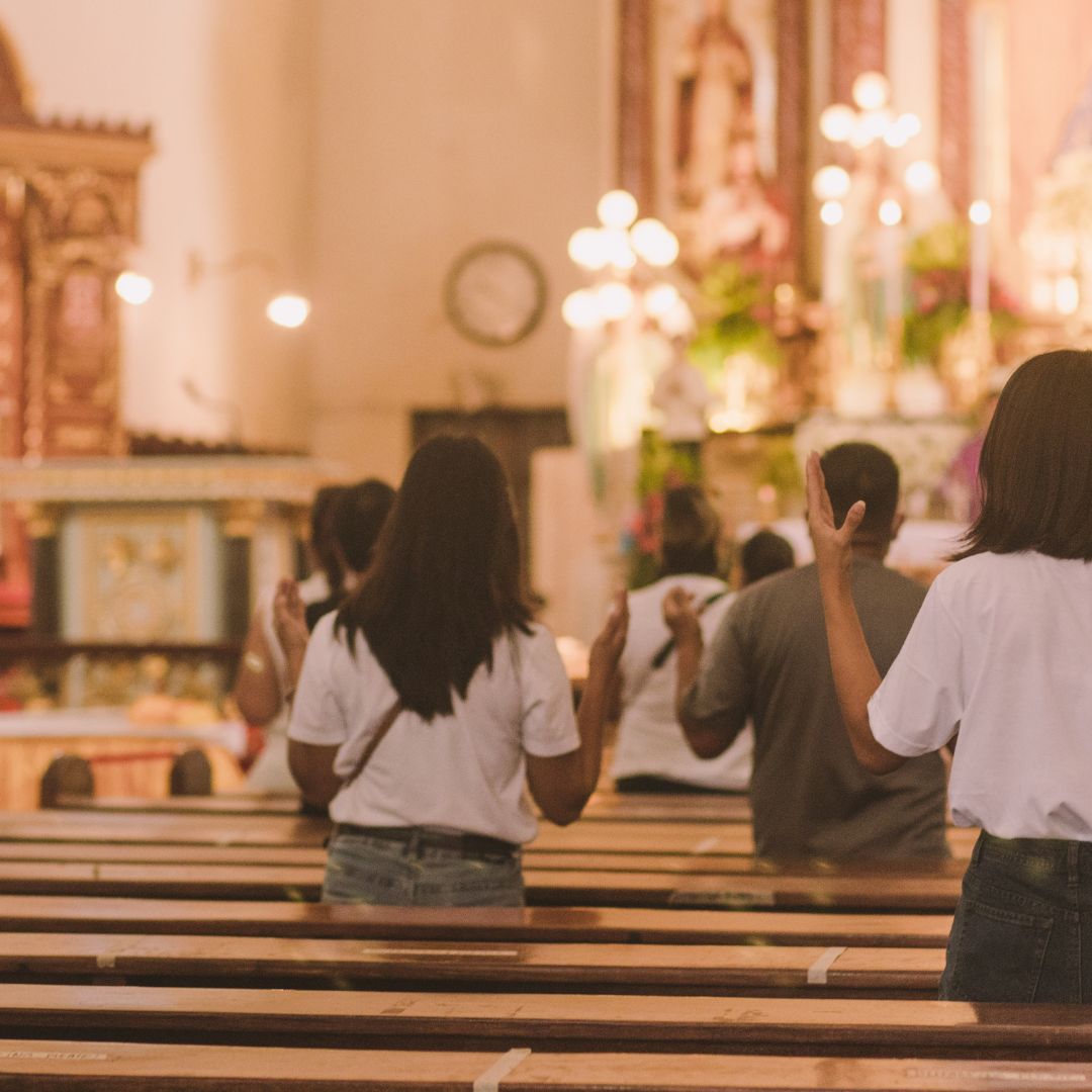 People inside a church on Sunday