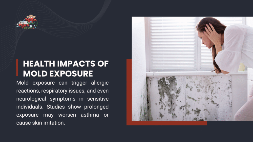 Woman near moldy wall, highlighting health impacts of mold exposure including allergic reactions, respiratory issues, and skin irritation.